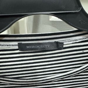 Merokeety Black and White Striped Dress